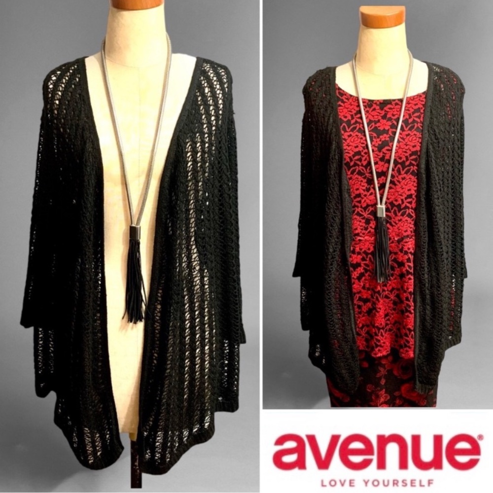 “Avenue” black lightweight open knit sweater- 22/24